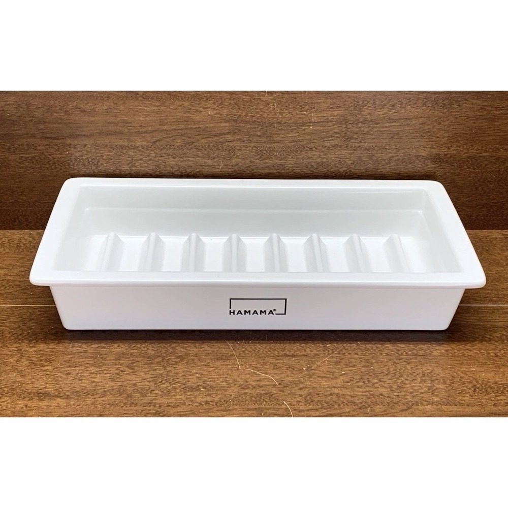 New! HAMAMA White Ceramic Single Microgreens Growing Tray 12.5" X 2" X 6.5"